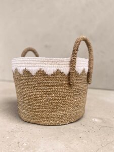 panier large beige blanc