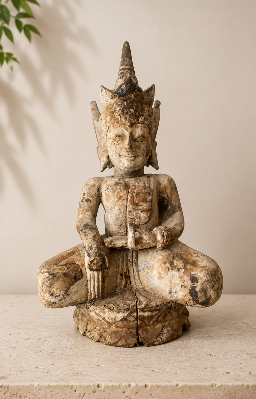 Statue ancienne balinaise en bois, pièce unique
