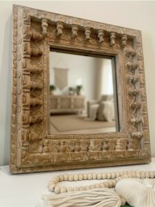 miroir indien en bois
