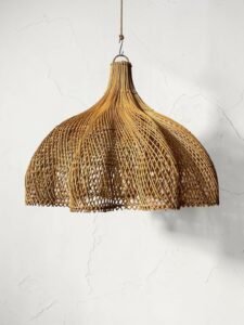 lustre en rotin fleur
