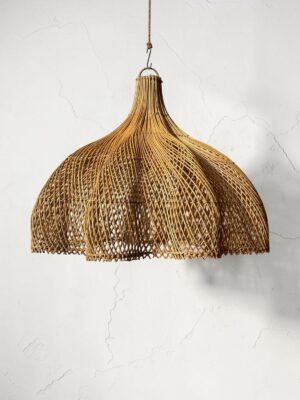 lustre en rotin fleur