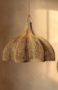 Suspension fleur en rotin naturel tressé diamètre 60 cm décoration bohème